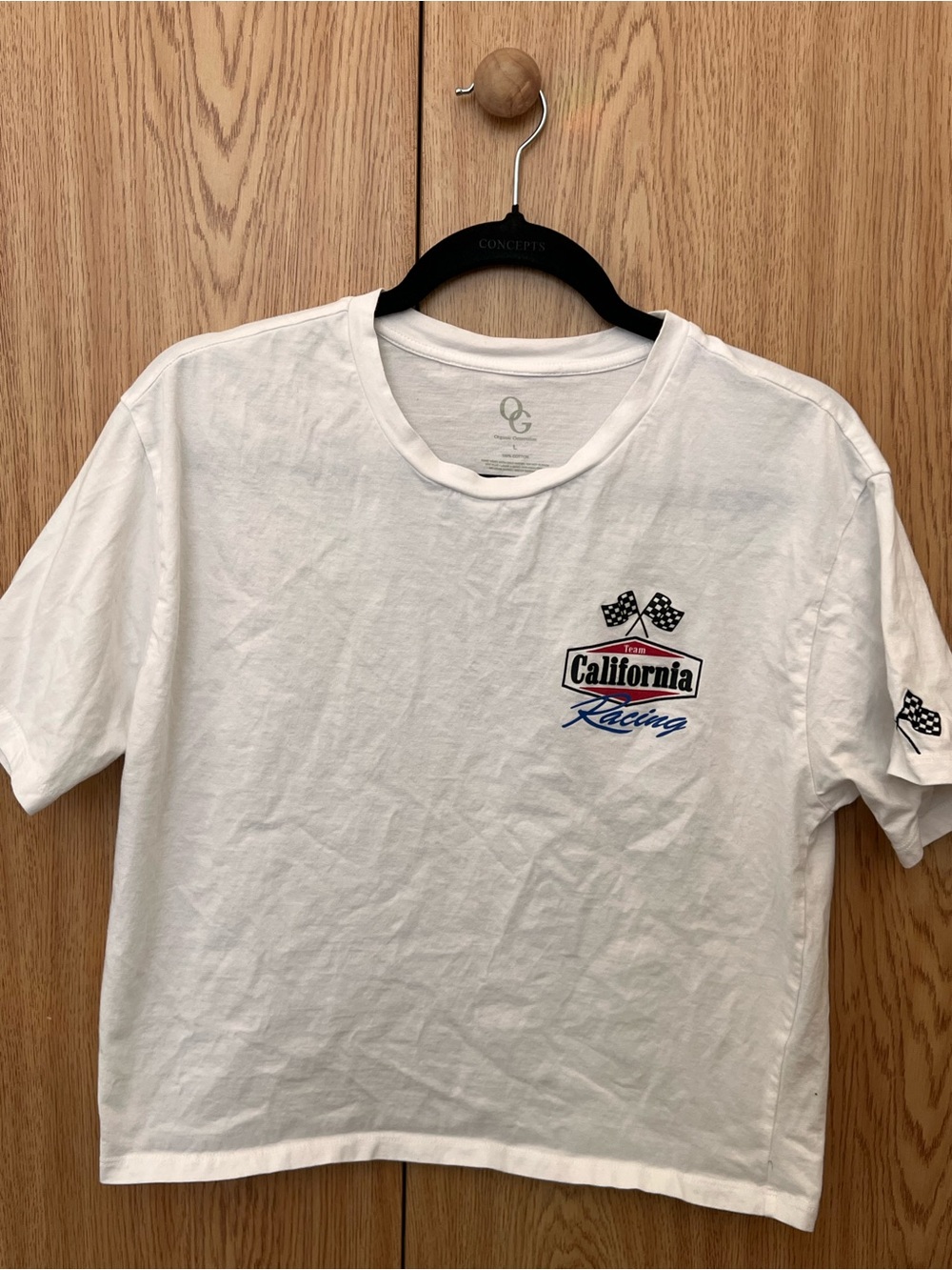White California Racing Crop Tee - Casual Graphic Crop Top
